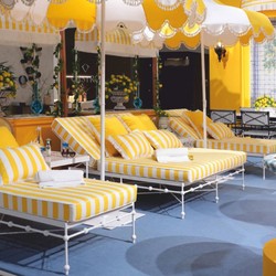 Casa Padrino Luxury Double Garden Lounger White / Yellow 160 x 190 cm - Hotel & Garden Furniture