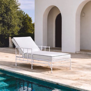 Casa Padrino Tumbona de Jardín de Lujo con Reposabrazos Blanco 190 cm - Muebles de Hotel y Jardín