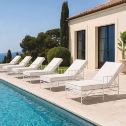 Casa Padrino Luxury Garden Lounger with Armrests White 190 cm - Hotel & Garden Furniture