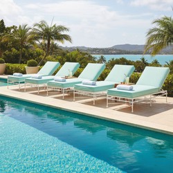 Casa Padrino Luxury Garden Lounger White / Turquoise 190 cm - Hotel & Garden Furniture