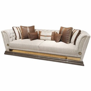 Luxus Wohnzimmer Hotel Sofa Grau Gold