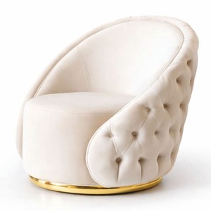 Casa Padrino Fauteuil Chesterfield de luxe Crème / Or 100 cm - Mobilier Chesterfield de Luxe