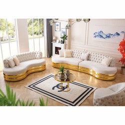 Casa Padrino Fauteuil Chesterfield de luxe Crème / Or 100 cm - Mobilier Chesterfield de Luxe