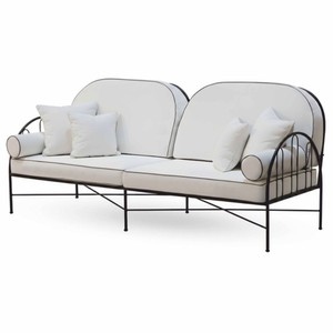Casa Padrino sofá de lujo de hierro forjado gris / negro 240 cm - Sofá para hotel y jardín