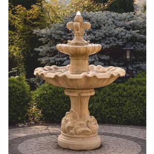 Casa Padrino Fuente Barroco Beige Ø 100 x Al. 146 cm - Magnífica Fuente de Jardín