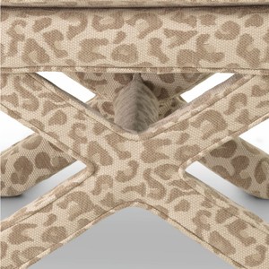 Casa Padrino Luxus Hocker mit Leoparden Design Beige - Luxus Wohnzimmer Möbel