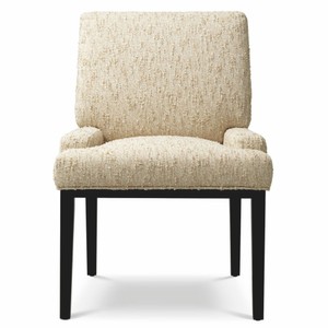Casa Padrino Luxus Esszimmer Stuhl mit Armlehnen Naturfarben / Schwarz H. 91 cm