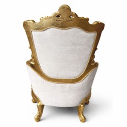 Casa Padrino Sillón de salón barroco de lujo en gris claro y oro - 90 x 90 x 122 cm