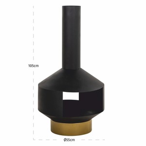 Casa Padrino Luxus Metall Gartenkamin Schwarz / Messing H. 105 cm - Garten Accessoires