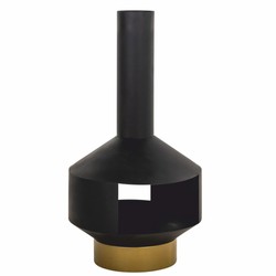 Casa Padrino cheminée de jardin de luxe en métal noir / laiton H. 105 cm - Accessoires de jardin