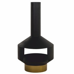 Casa Padrino cheminée de jardin de luxe en métal noir / laiton H. 105 cm - Accessoires de jardin