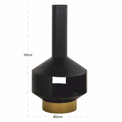 Casa Padrino cheminée de jardin de luxe en métal noir / laiton H. 105 cm - Accessoires de jardin