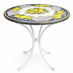 Casa Padrino mesa de jardín Art Nouveau de lujo multicolor / blanco Ø 70 cm - Hecha en Italia