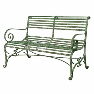 Casa Padrino banco de jardín Art Nouveau de hierro forjado verde antiguo 120 cm - Muebles de jardín