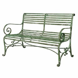 Casa Padrino Art Nouveau Wrought Iron Garden Bench Antique Green 120 cm - Garden Furniture