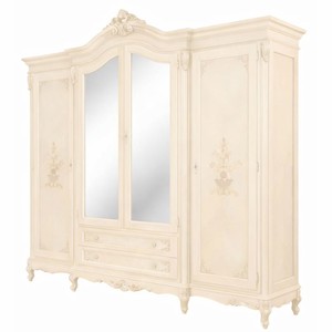 Luxus Barock Schlafzimmerschrank mit 4 Türen und 2 Schubladen Creme