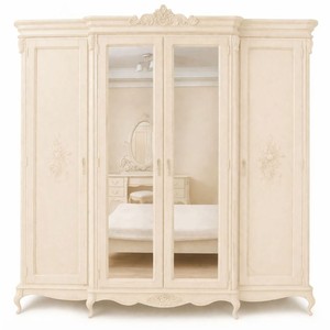 Verspiegelter Luxus Barock Schlafzimmerschrank mit 4 Türen Braun