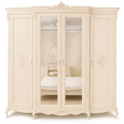 Verspiegelter Luxus Barock Schlafzimmerschrank mit 4 Türen Braun