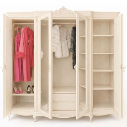 Verspiegelter Luxus Barock Schlafzimmerschrank mit 4 Türen Braun