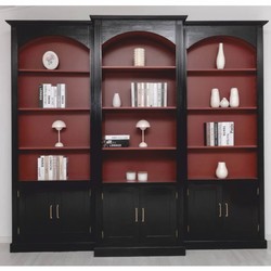 Casa Padrino conjunto de 3 armario de libros de estilo campestre negro / rojo burdeos Casa Padrino conjunto de 3 armario de libros de estilo campestre negro / rojo burdeos