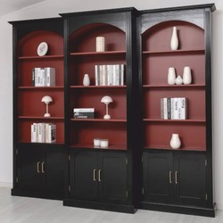 Casa Padrino conjunto de 3 armario de libros de estilo campestre negro / rojo burdeos Casa Padrino conjunto de 3 armario de libros de estilo campestre negro / rojo burdeos