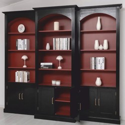 Casa Padrino conjunto de 3 armario de libros de estilo campestre negro / rojo burdeos Casa Padrino conjunto de 3 armario de libros de estilo campestre negro / rojo burdeos