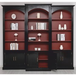 Casa Padrino conjunto de 3 armario de libros de estilo campestre negro / rojo burdeos Casa Padrino conjunto de 3 armario de libros de estilo campestre negro / rojo burdeos