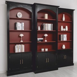 Casa Padrino conjunto de 3 armario de libros de estilo campestre negro / rojo burdeos Casa Padrino conjunto de 3 armario de libros de estilo campestre negro / rojo burdeos