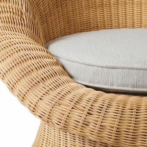 Casa Padrino Luxus Rattan Sessel Naturfarben / Creme - Rattan Wohnzimmer Möbel