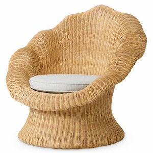 Luxus Rattan Wohnzimmer Sessel Naturfarben Creme