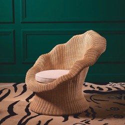 Luxus Rattan Wohnzimmer Sessel Naturfarben Creme