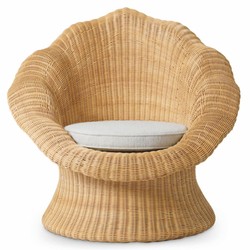 Luxus Rattan Wohnzimmer Sessel Naturfarben Creme