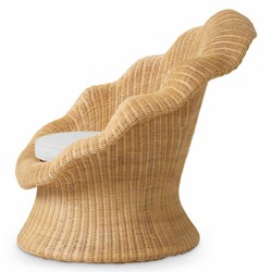 Luxus Rattan Wohnzimmer Sessel Naturfarben Creme
