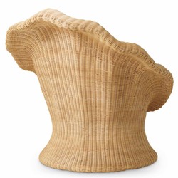 Luxus Rattan Wohnzimmer Sessel Naturfarben Creme