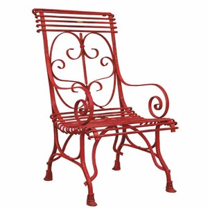 Casa Padrino sedia da giardino in ferro battuto Art Nouveau rosso A. 114 cm - Mobili da giardino nostalgici