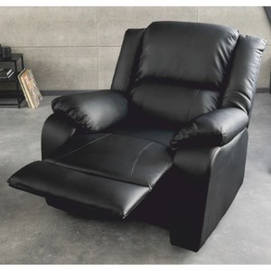 Casa Padrino sillón de cine de 1 plaza de cuero artificial negro - Sillón reclinable