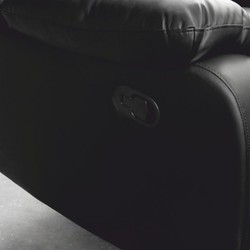 Casa Padrino sillón de cine de 1 plaza de cuero artificial negro - Sillón reclinable