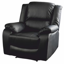 Casa Padrino sillón de cine de 1 plaza de cuero artificial negro - Sillón reclinable