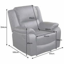 Casa Padrino sillón de cine de 1 plaza de cuero artificial negro - Sillón reclinable
