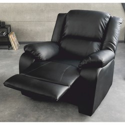Casa Padrino sillón de cine de 1 plaza de cuero artificial negro - Sillón reclinable