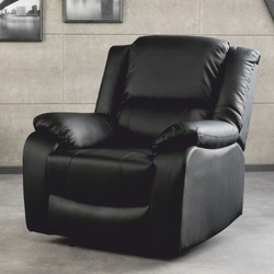 Casa Padrino sillón de cine de 1 plaza de cuero artificial negro - Sillón reclinable