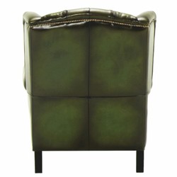 Luxus Chesterfield Leder Echtleder Ohrensessel Vintage Moosgrün Schwarz