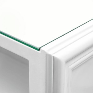 Casa Padrino Luxus Mahagoni Bar Theke mit Glasplatte Weiß 126 cm - Bar Möbel