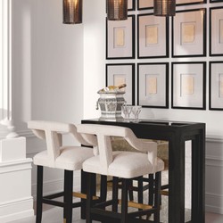 Casa Padrino comptoir de bar de luxe avec plateau en verre miroir antique noir 120 cm - Meubles de bar