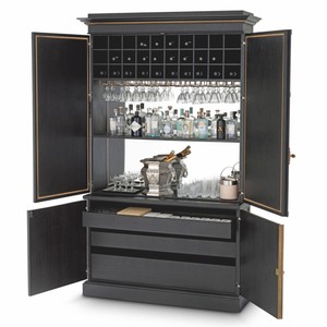 Casa Padrino Luxus Barschrank Schwarz 153 x H. 250 cm - Luxus Bar Möbel