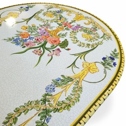 Ovaler Luxus Jugendstil Garten Terrassen Tisch Weiß Bunt Schwarz