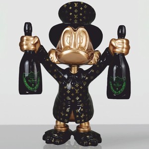 Deko Figur Skulptur Ente Schwarz Gold Grün