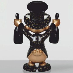 Casa Padrino Figura Decorativa Pato Negro / Oro / Verde Al. 45 cm - Figuras decorativas