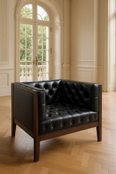 Casa Padrino Luxury Chesterfield Leather Armchair Black / Brown 91 x 78 x H. 72 cm - Chesterfield Genuine Leather Armchair - Chesterfield Furniture - Luxury Genuine Leather Furniture