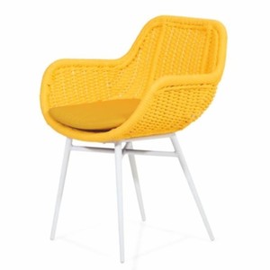 Casa Padrino silla de jardín de lujo con reposabrazos amarillo / blanco - Muebles de jardín